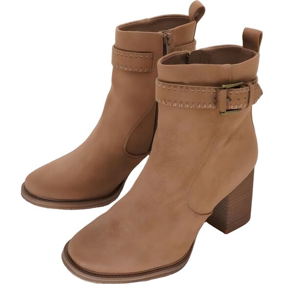 Zodiac Women's Faux Suede Buckle Ankle Boot - Latte Block Heel 7.5M - Picture 2 of 6